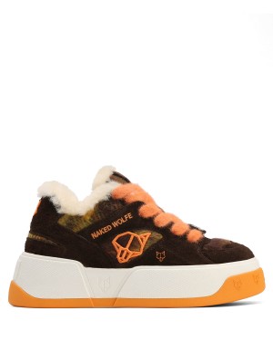 Sneakers Naked Wolfe Crash Hairy Cow Scamosciate Lana Vergine Donna Arancioni | WQP6380LH