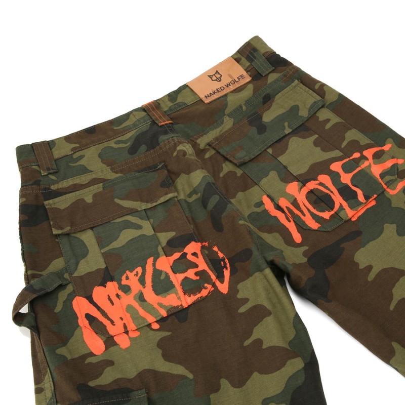 Pantaloni Naked Wolfe Baggy Pocket Cargo Logo Uomo Verdi Nere | ZBB5520WC