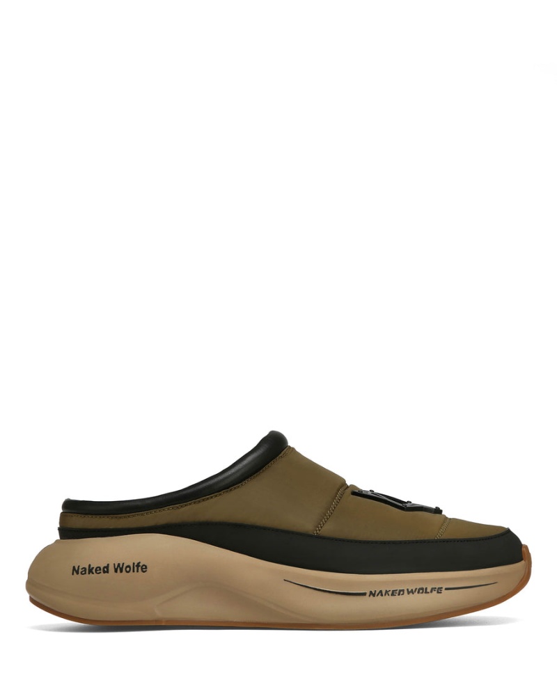 Pantofole Naked Wolfe Tide Uomo Khaki Nere | RWN3646NI