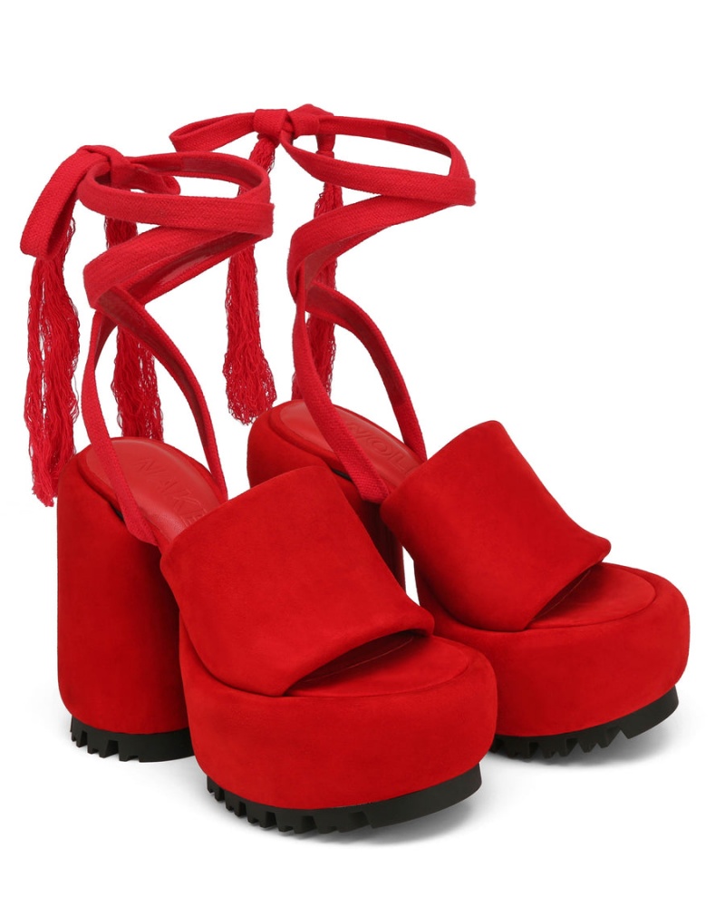 Sandali con Tacco Naked Wolfe Wonder Scamosciate Donna Rosse | ULA903ZJ