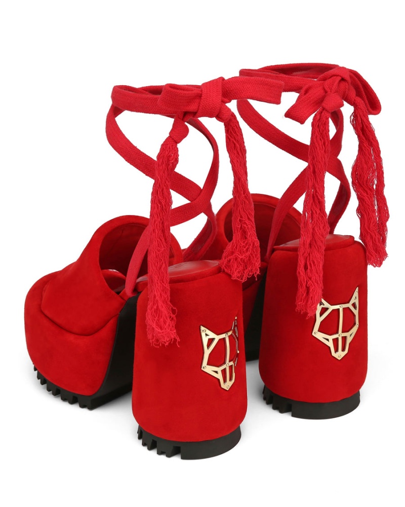 Sandali con Tacco Naked Wolfe Wonder Scamosciate Donna Rosse | ULA903ZJ