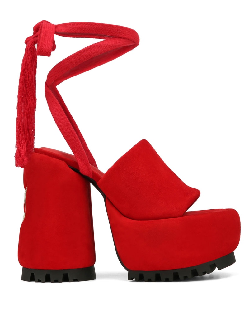 Sandali con Tacco Naked Wolfe Wonder Scamosciate Donna Rosse | ULA903ZJ