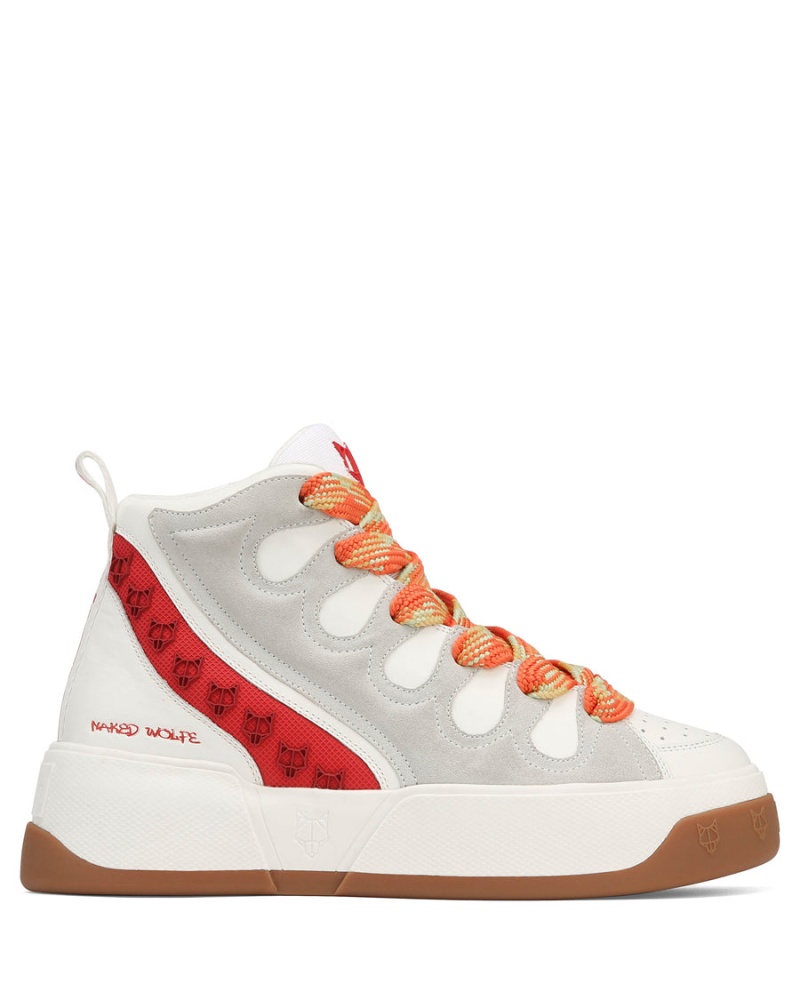 Sneakers Naked Wolfe King Pelle Uomo Bianche Rosse | UAU3982EI