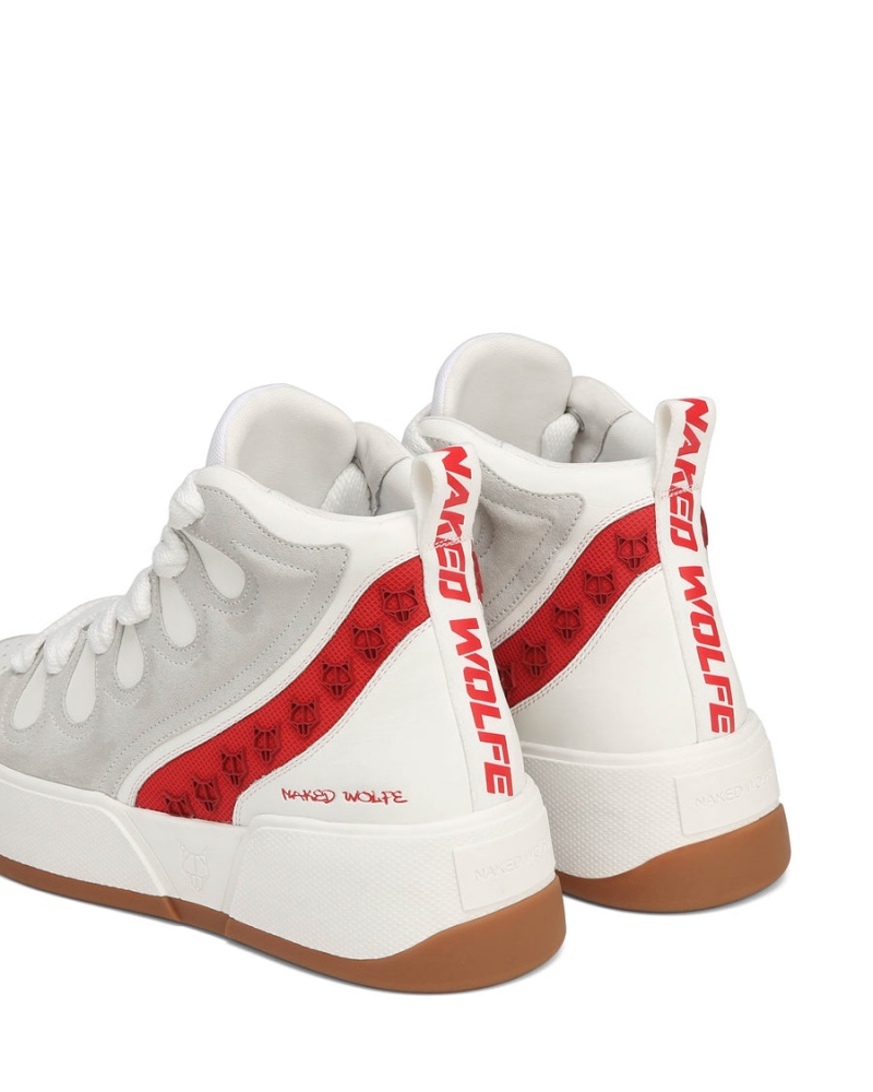 Sneakers Naked Wolfe King Pelle Uomo Bianche Rosse | UAU3982EI